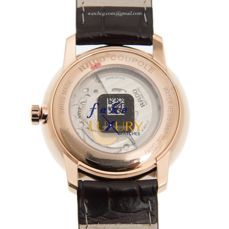 Rado Coupole Classic R22877025 - Replica Watch - 41mm - Automatic - White Dial - Brown Leather Strap - Image 3