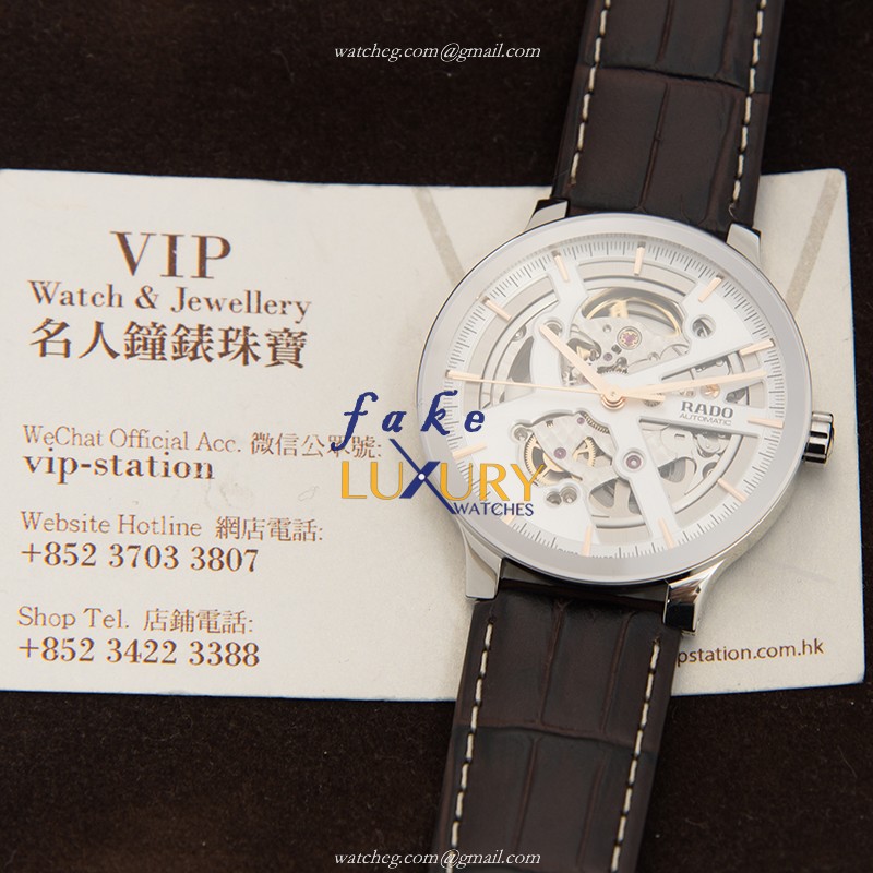 Rado R30179105 CENTRIX | Automatic | Silver Dial Brown Leather | Steel | Replica Watch - Image 5
