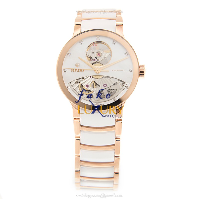 Rado CENTRIX R30248902 Automatic Gold-Plated Steel White Dial Ceramic Strap Replica Watch - Image 2
