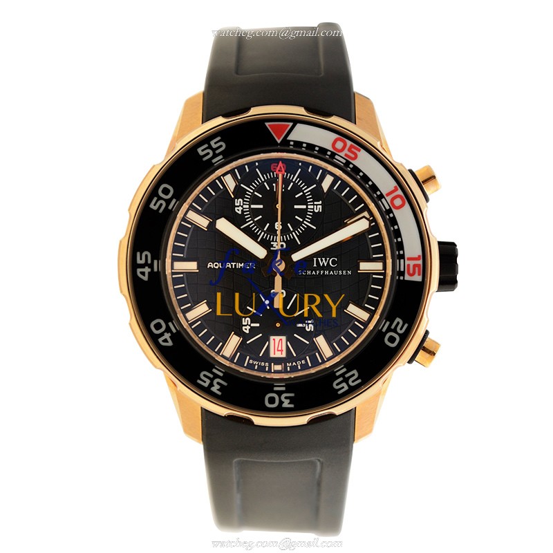 IWC IW376905 Aquatimer Replica Watch, Black Dial, 18kt Rose Gold Case, Rubber Strap - Image 2