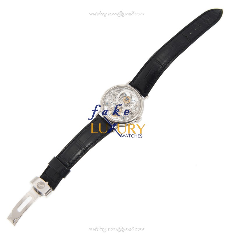 Breguet 3355PT/00/986 Classic Manual Wind Platinum Silver Dial Alligator Strap Replica Watch - Image 2