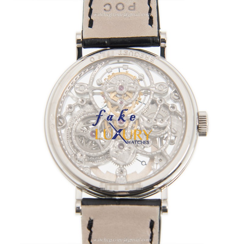 Breguet 3355PT/00/986 Classic Manual Wind Platinum Silver Dial Alligator Strap Replica Watch - Image 3