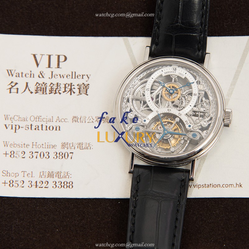 Breguet 3355PT/00/986 Classic Manual Wind Platinum Silver Dial Alligator Strap Replica Watch - Image 4