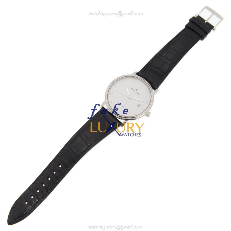 Blancpain 6223-1127-55A Villeret Automatic Stainless Steel White Dial Alligator Strap Replica Watch - Image 2