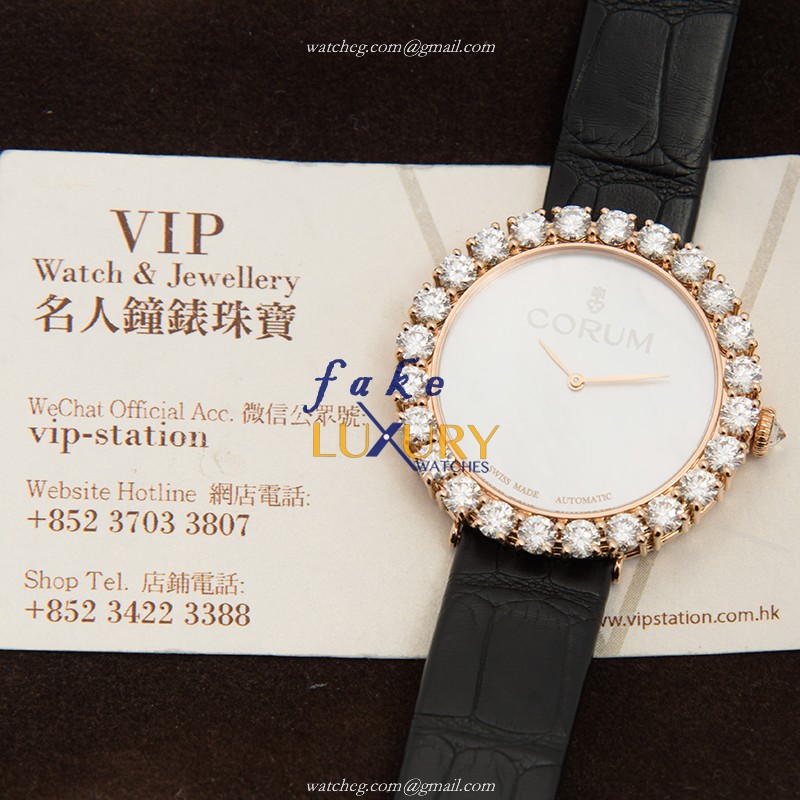 Corum 058.100.85-0001 PN01 CLASSIQUE Replica Watch - Automatic - 18kt Rose Gold & Diamonds - White - Image 5