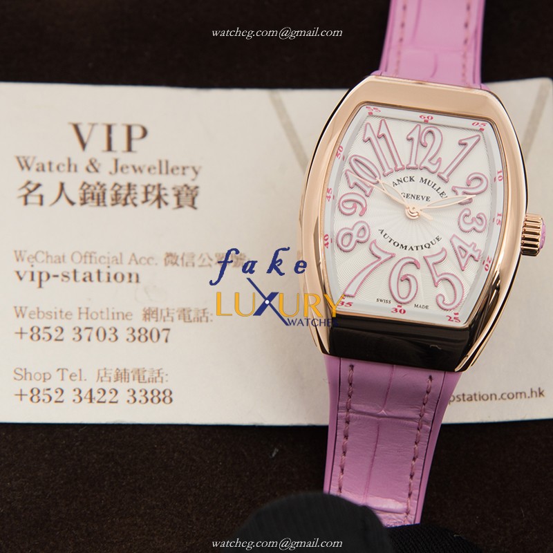 Franck Muller V 32 SC AT FO 5N.RS 18kt Rose Gold Automatic Replica Watch - White Dial, Pink - Image 5