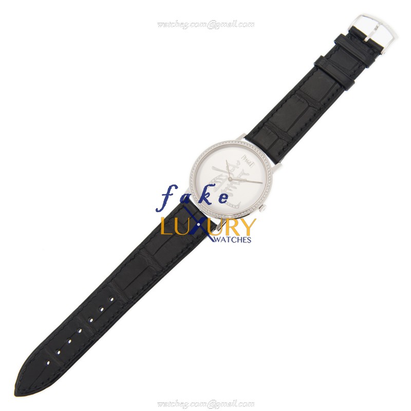 Piaget G0A36042 Altiplano Manual Wind 18kt White Gold Diamond Silver Dial Alligator Strap Replica - Image 2