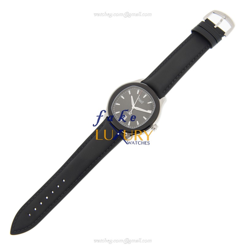 Piaget G0A42001 POLO Replica Watch - Automatic - Stainless Steel Case - Black Dial - Leather Strap - Image 2