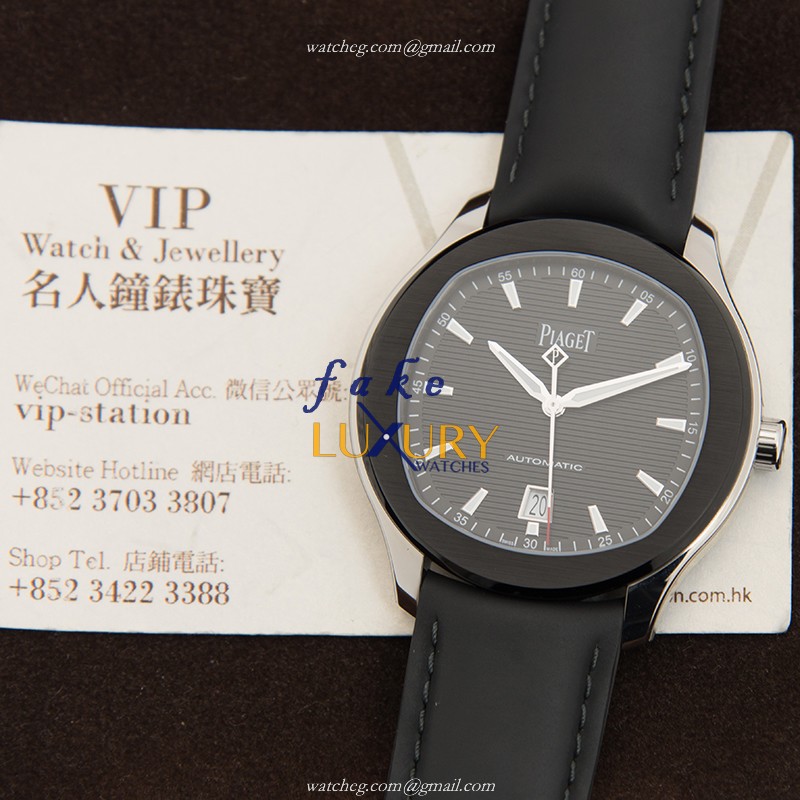 Piaget G0A42001 POLO Replica Watch - Automatic - Stainless Steel Case - Black Dial - Leather Strap - Image 5