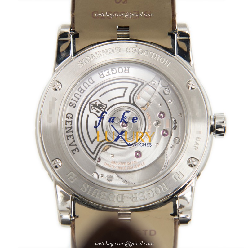 DBEX0463 - Roger Dubuis Excalibur Replica Watch - Automatic White Dial Brown Alligator Strap - Image 3