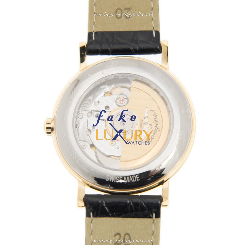Longines L4.921.2.12.2 Replica Watch Automatic Movement PVD Gold Case White Dial Alligator Strap - Image 3