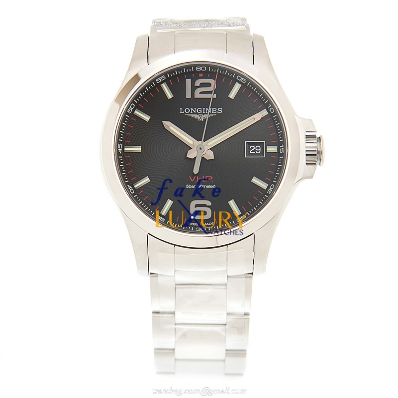 Longines L3.726.4.56.6 Replica Watch, Swiss Quartz, Stainless Steel Case, Black Dial, Silver Strap - Image 2