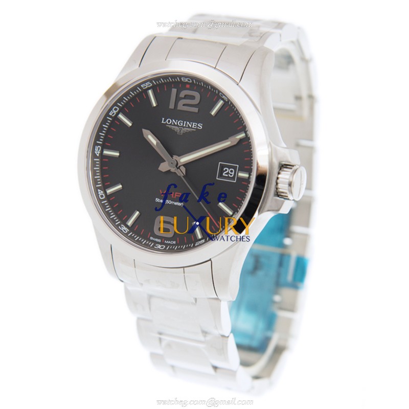 Longines L3.726.4.56.6 Replica Watch, Swiss Quartz, Stainless Steel Case, Black Dial, Silver Strap - Image 3