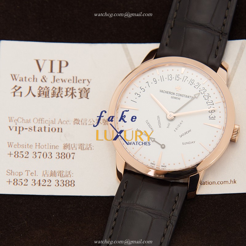 Vacheron Constantin 4000U/000R-B110 Replica Watch, White Dial, Rose Gold Case, Alligator Strap - Image 5