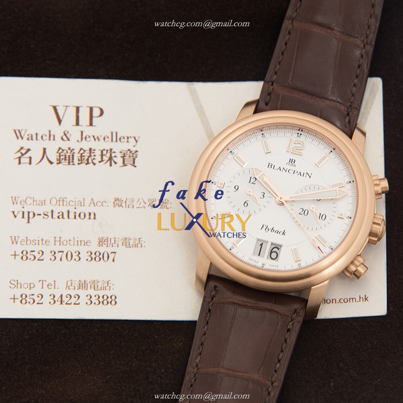 Blancpain LEMAN Replica Watch 2885F-36B42-53B Automatic 18kt Rose Gold Silvery White Dial Brown - Image 5