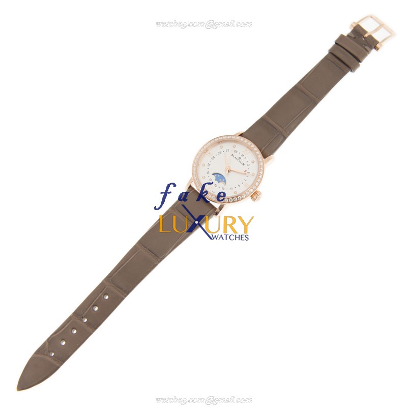 Blancpain Villeret 6106-2987-55A Automatic 18kt Rose Gold & Diamonds White Dial Brown Alligator - Image 2