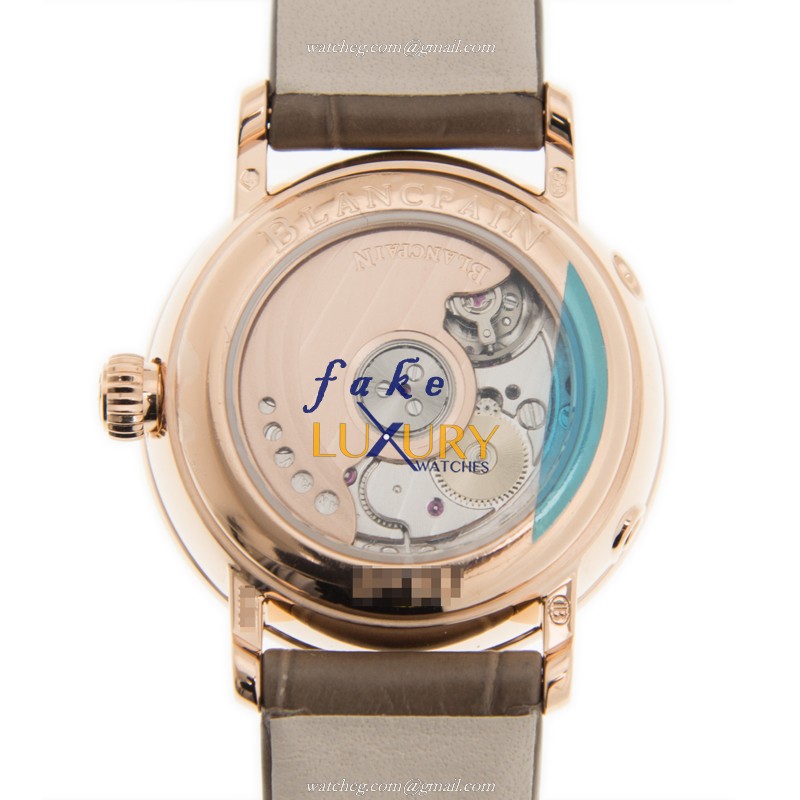Blancpain Villeret 6106-2987-55A Automatic 18kt Rose Gold & Diamonds White Dial Brown Alligator - Image 3