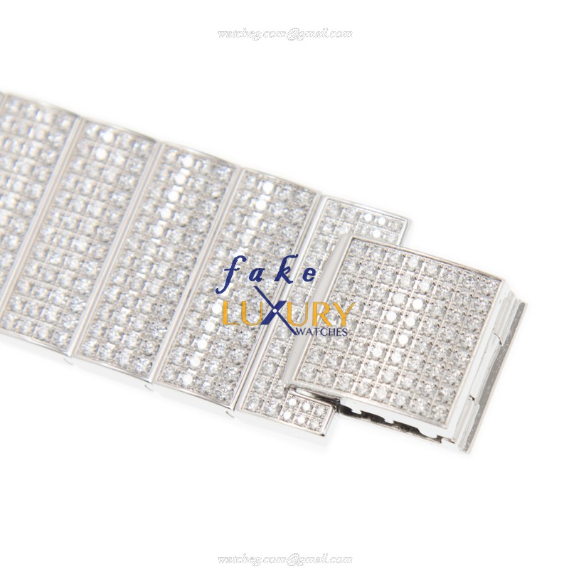 Cartier W20073X8-100XL SANTOS Automatic 18kt White Gold Diamond Silver Replica Watch - Image 4