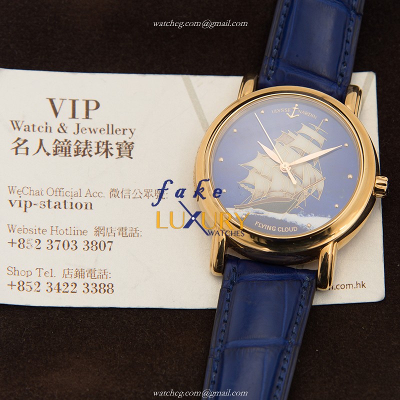 Ulysse Nardin 136-11/FLC Replica Watch, Automatic Movement, Blue Dial, 18kt Rose Gold Case - Image 5