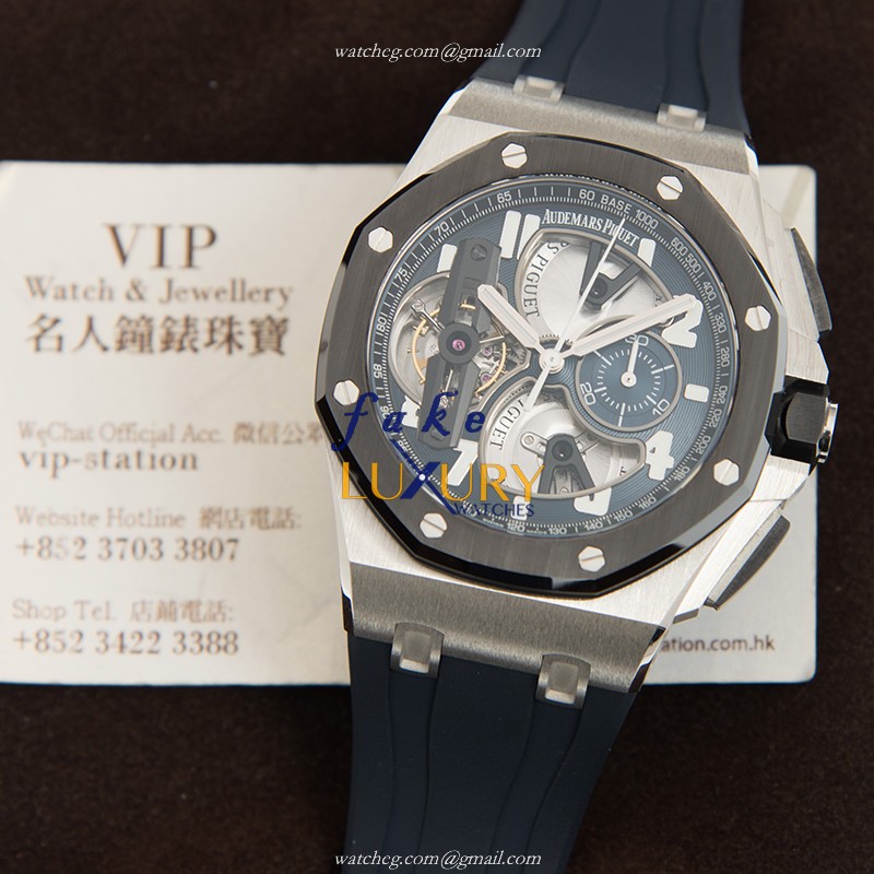 Audemars Piguet 26388PO.OO.D027CA.01 Royal Oak Offshore Replica Watch, Blue Dial, Platinum Case - Image 5