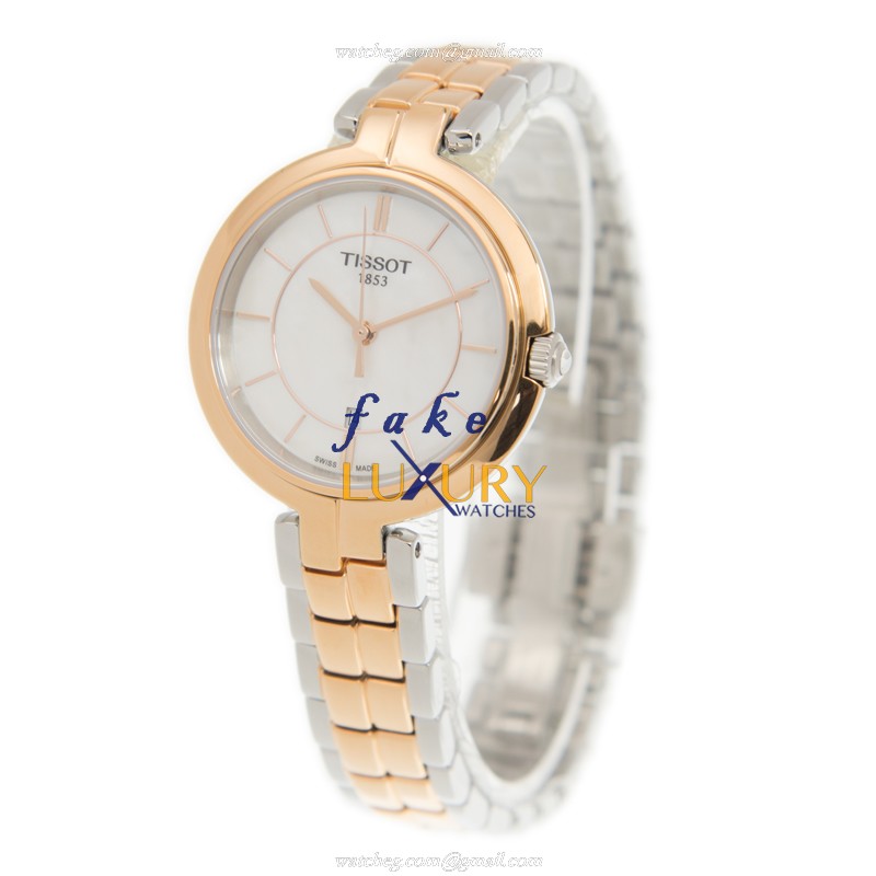 Tissot FLAMINGO T094.210.22.111.00 Quartz Gold-Plated Steel White Dial 26mm Replica Watch - Image 3