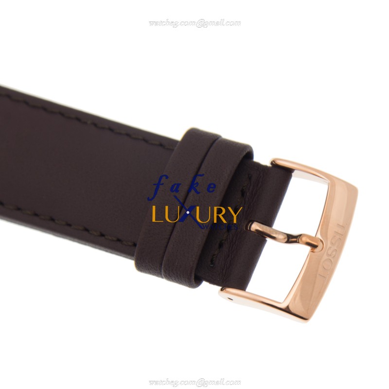 T109.610.36.031.00 - Tissot T-Classic Replica Watch 18kt Rose Gold Quartz White Dial Brown Leather - Image 4