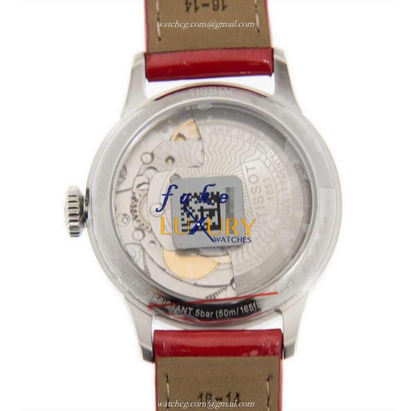 Tissot T099.207.16.118.00 Replica Watch, White Dial, Steel Case, Automatic Movement, Red Leather - Image 3