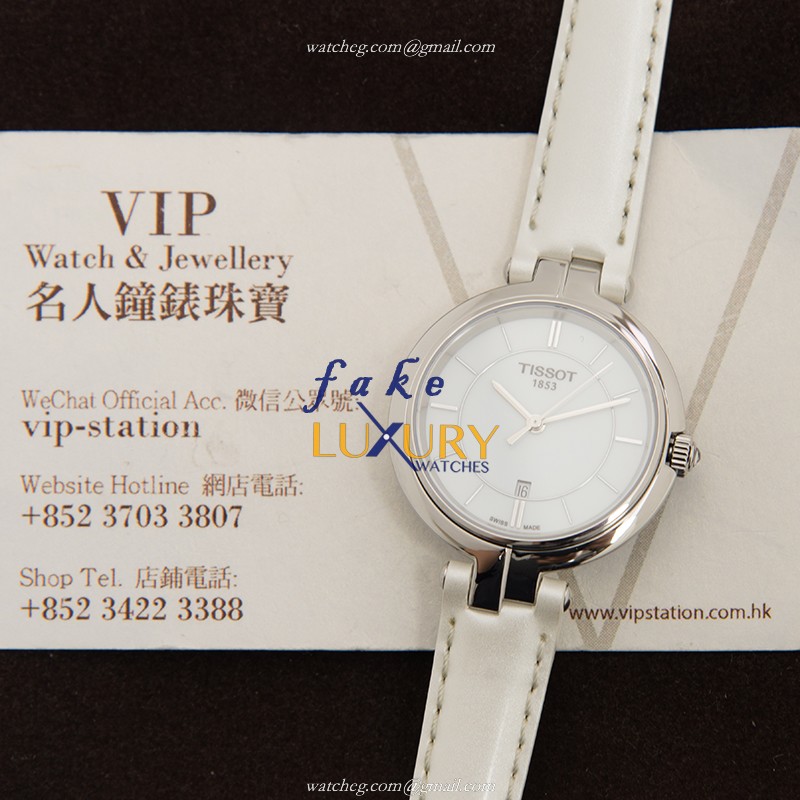 Tissot T094.210.16.011.00 FLAMINGO Quartz White Dial Leather Strap Replica Watch - Image 5