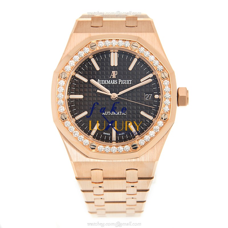 Audemars Piguet 15451OR.ZZ.1256OR.04 Replica Watch, Automatic, Brown Dial, 18kt Rose Gold & Diamonds - Image 2