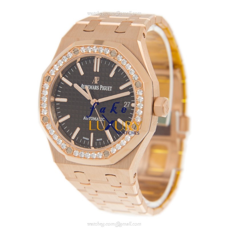 Audemars Piguet 15451OR.ZZ.1256OR.04 Replica Watch, Automatic, Brown Dial, 18kt Rose Gold & Diamonds - Image 3
