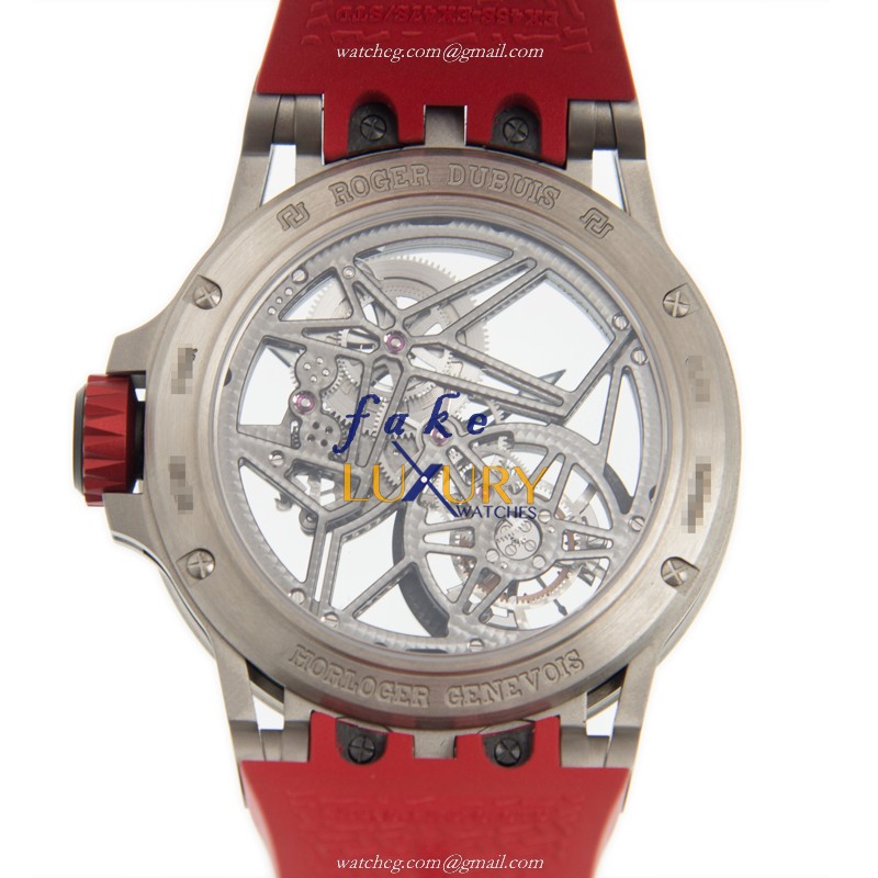 Roger Dubuis RDDBEX0545 Excalibur - Replica Watch - Manual Wind - Titanium Case - Red Rubber Strap - Image 3