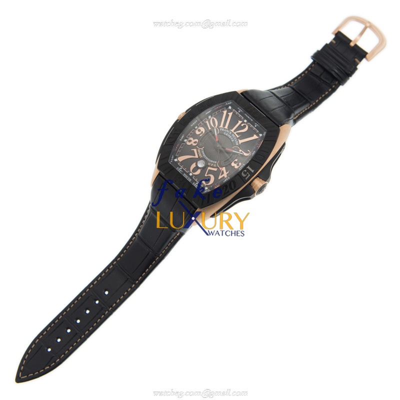 Franck Muller 9900SCDTGPGTTNR5N | Automatic | 18kt Rose Gold & Steel | Black Dial | Alligator Strap - Image 2