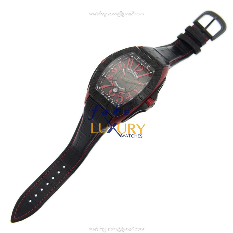 Franck Muller 9900 SC DT GPG TT.NR.ERG Replica Watch, Black Dial, Steel Case, Alligator Strap - Image 2