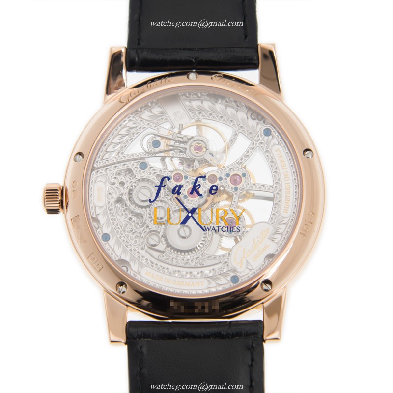 Glashutte Senator Manual Winding Skeletonized 1-49-18-01-05-30 - Replica Watch - Rose Gold - Silver - Image 3