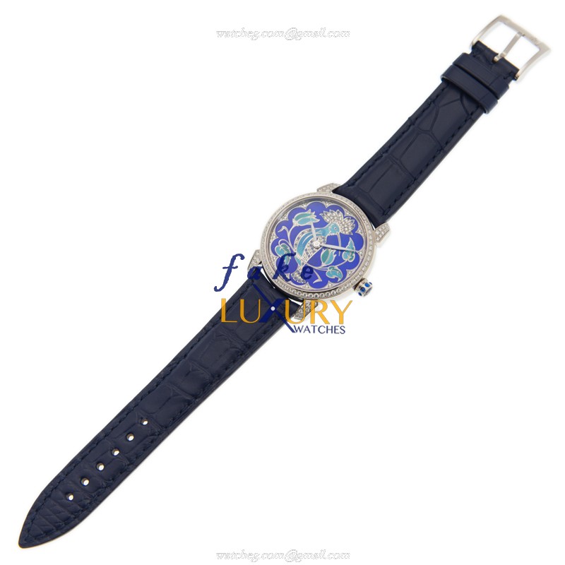 Ulysse Nardin 8150-112/HUP Classic Automatic 18kt White Gold Diamond Blue Dial Alligator Strap - Image 2