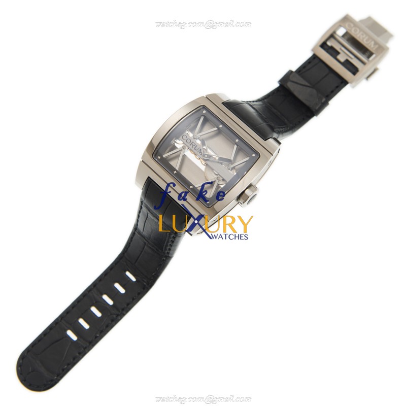 Corum 007.400.04-0F81 0000 BRIDGE Replica Watch, Manual Wind, Dark Grey Dial, Titanium Case, Black - Image 2