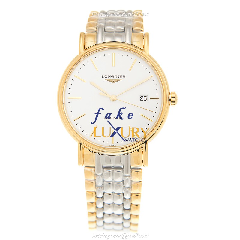 Longines L4.921.2.12.7 PRESENCE Automatic Gold-Plated Stainless Steel Replica Watch, White Dial - Image 2