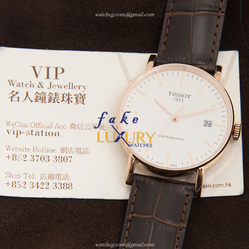 Tissot T109.407.36.031.00 T-Classic Replica Watch, Automatic Movement, PVD Gold Case, White Dial - Image 5