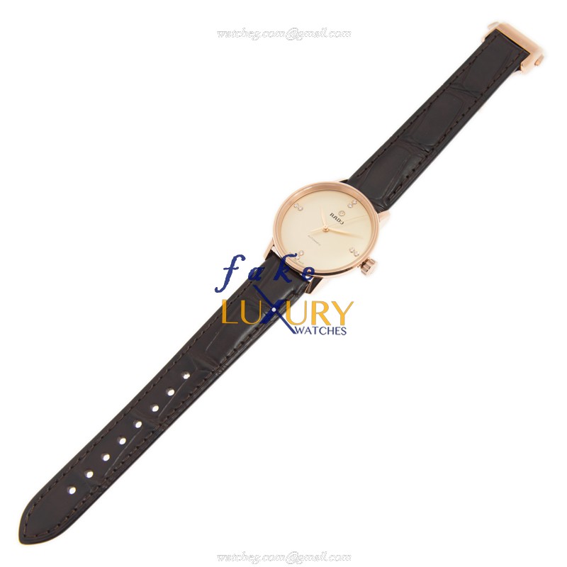 Rado Coupole Classic R22865765 | PVD Gold | Automatic | Beige Dial | Leather Strap | Replica Watch - Image 2