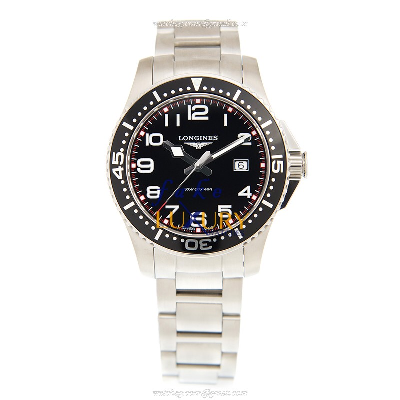 Longines L3.688.4.53.6 Conquest Quartz Black Dial Steel, Replica Watch - Image 2