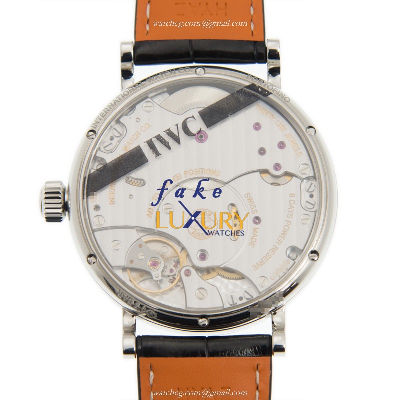 IWC Portofino IW516201 Manual Wind Stainless Steel White Dial Alligator Strap Replica Watch - Image 3