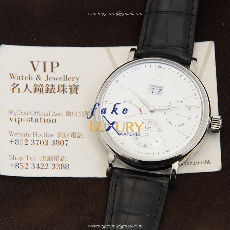 IWC Portofino IW516201 Manual Wind Stainless Steel White Dial Alligator Strap Replica Watch - Image 5