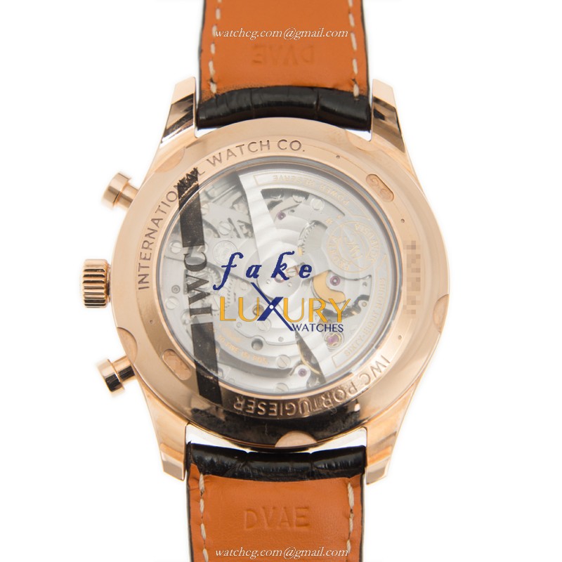 IWC IW390402 Portuguese Replica Watch 18kt Rose Gold Automatic White Dial Brown Alligator Strap - Image 3