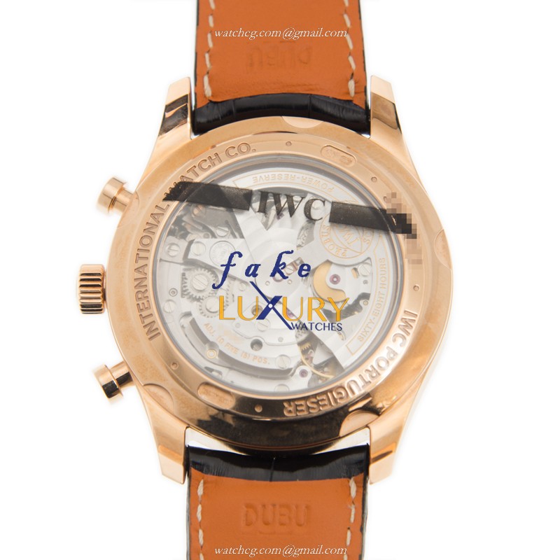 IWC Portuguese IW390405 Automatic 18kt Rose Gold Gray Dial Alligator Strap Replica Watch - Image 3
