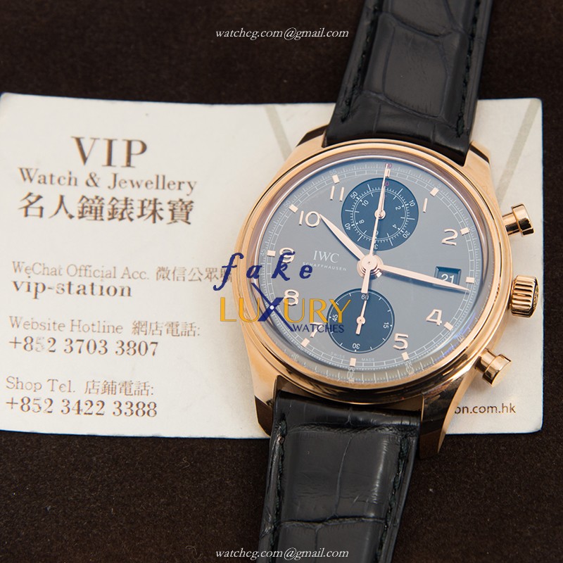 IWC Portuguese IW390405 Automatic 18kt Rose Gold Gray Dial Alligator Strap Replica Watch - Image 5