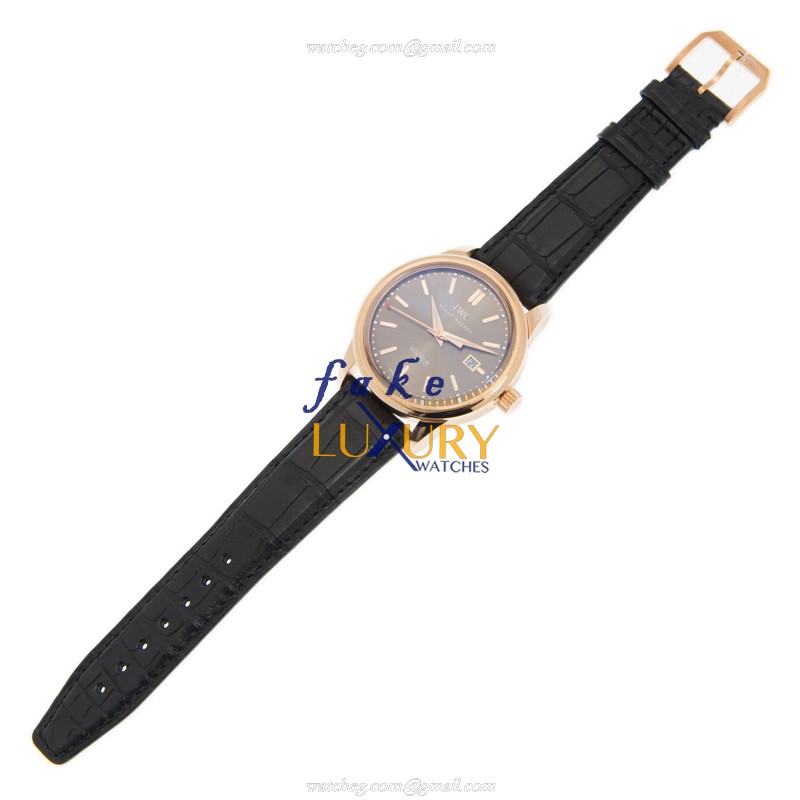 IWC INGENIEUR IW323312 - Replica Watch - Automatic - 18kt Rose Gold - Gray Dial - Black Alligator - Image 2