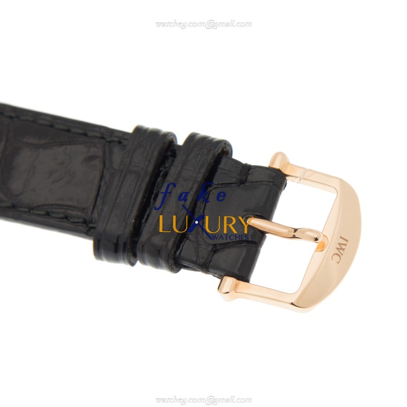IWC IW459102 Portofino Replica Watch, White Dial, 18kt Rose Gold & Diamond Case, Black Alligator - Image 4