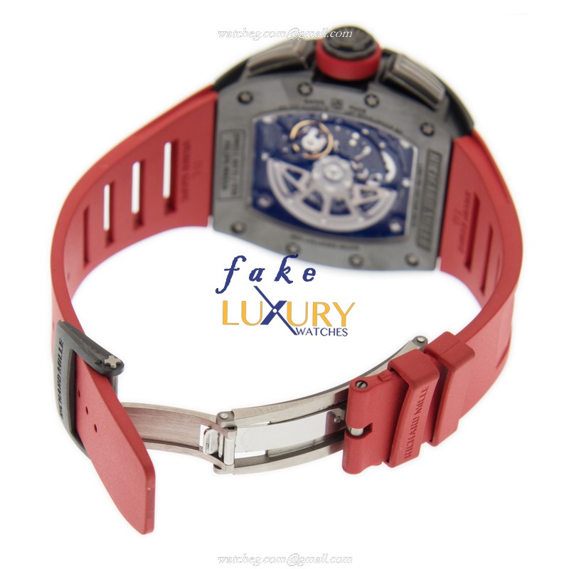 Richard Mille RM011 AH-TI Replica Watch With Automatic Movement, Gray Dial, Red Rubber Strap - Image 5