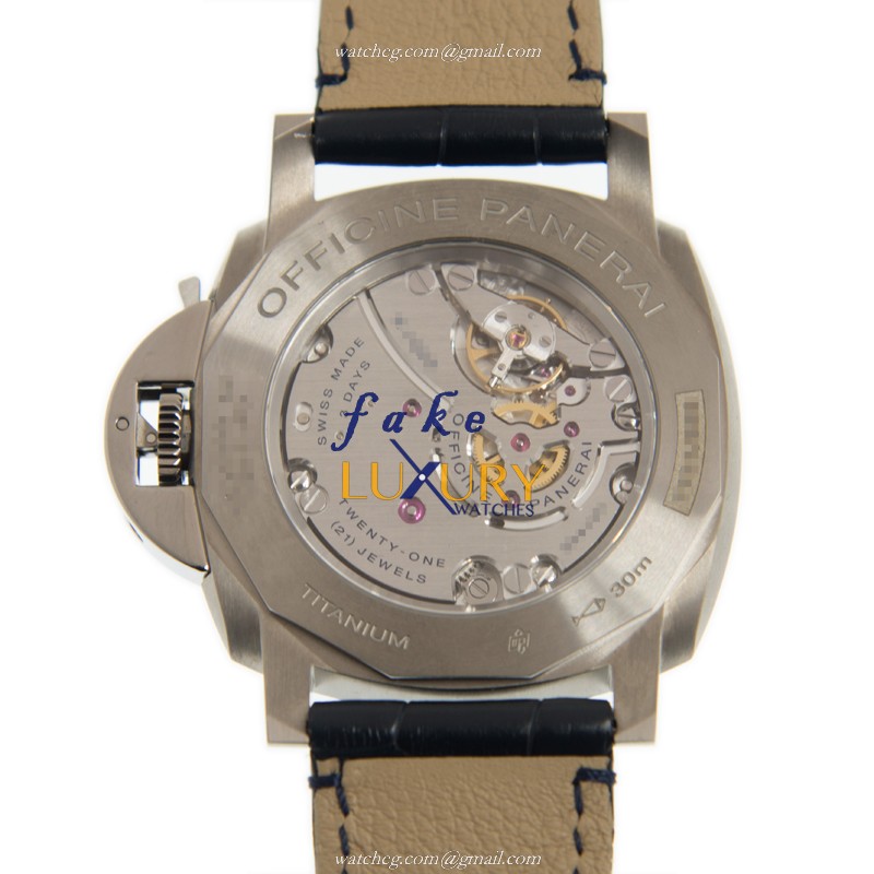 Panerai PAM00728 LUMINOR Manual Wind Titanium Replica Watch, Blue Dial, Alligator Strap - Image 3
