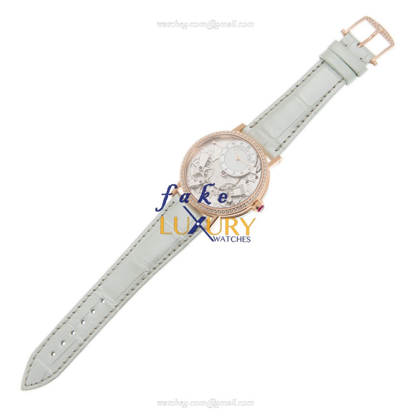 7038BR/18/9V6/D00D - Breguet Tradition Replica Watch - Automatic - Rose Gold Diamonds - Silver Dial - Image 2
